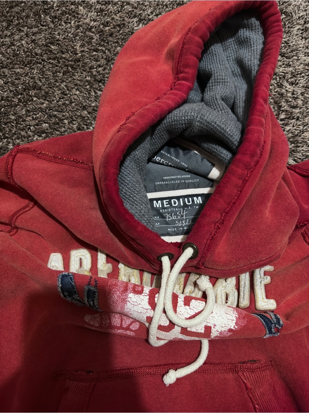 Abercrombie & Fitch Red Hooded Pullover with Logo Detail